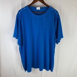 Renova Post Surgery Adaptive T-Shirt Adult 2XL Blue Snap Shoulder Side Access